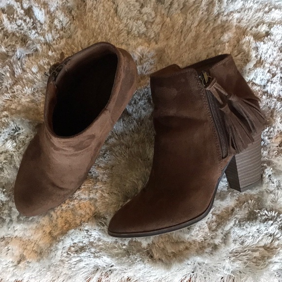 Merona Shoes - Brown Vegan Suede Booties w/ Tassel